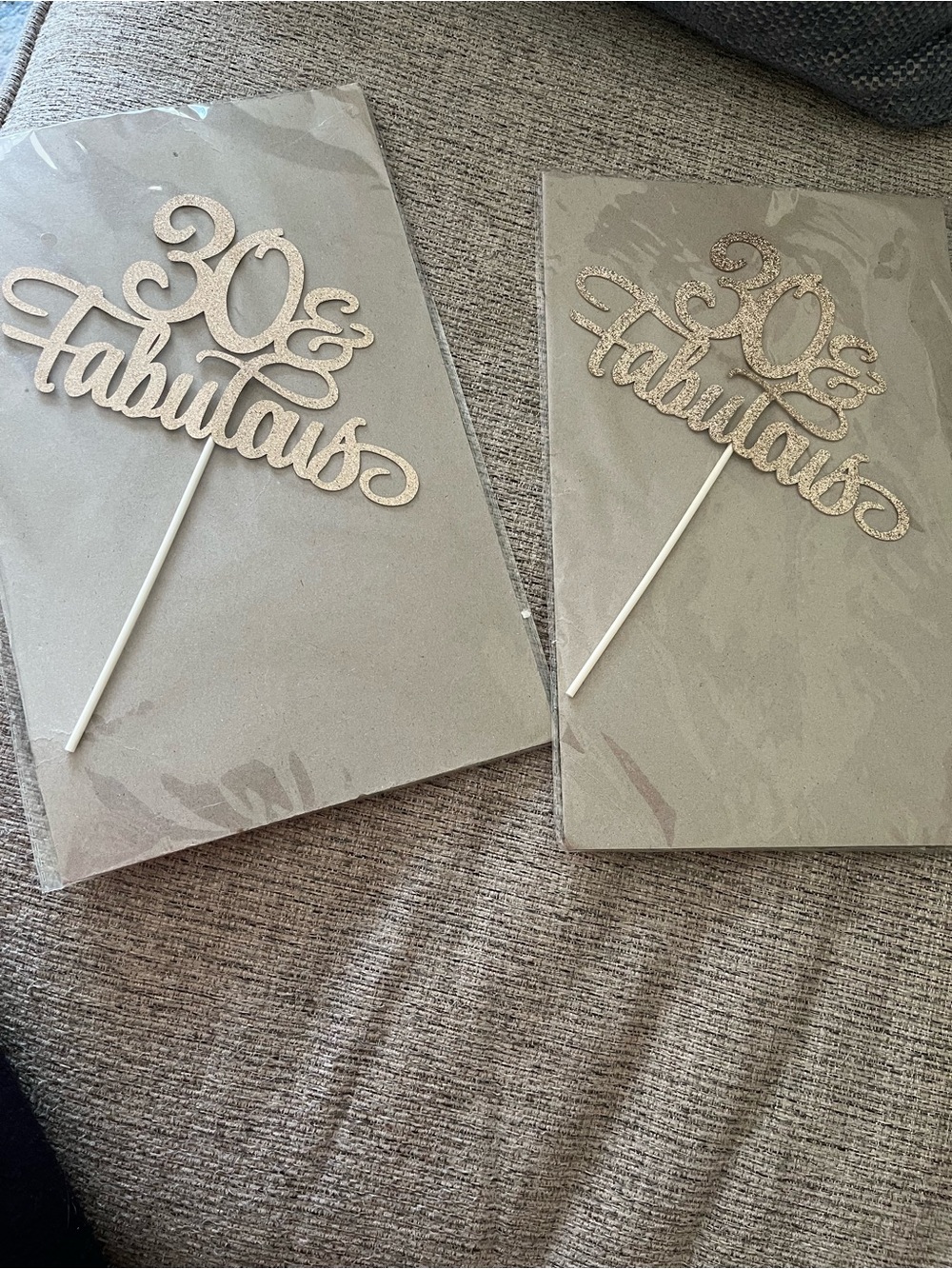 30 & Fabulous Glitter Cake Topper - Rose Gold NEW pack of 2
